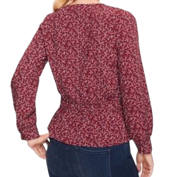 TALBOTS Faux Wrap Shirt Long‎ Sleeve Red Women's Size S/P - Picture 3 of 16
